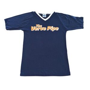 Vintage 1990's The Verve Pipe Band T-Shirt Navy Blue V-Neck Ringer Tee‎ Grunge M